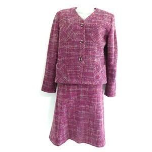 VTG Pendleton Womens Suit 10 Purple Mohair Wool Plaid Button Up Old Money Career
